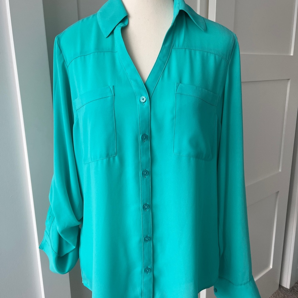 Express The Portofino Turquoise Button-Down Shirt | Size Medium